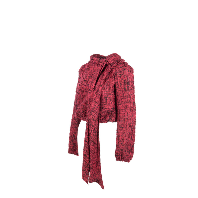 Chanel Size 34 22A Blouse Silk Burgundy/Black