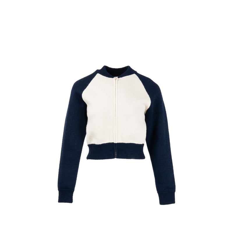 Christian Dior ナンバー8 ボンバージャケット DIOR Size 34 Christian Dior 8 Bomber Knit Jacket Virgin Wool-Blend Ecr