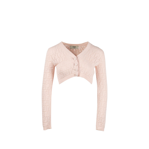 Fendi Size 36 Naomi Cropped Cardigan Viscose Pink