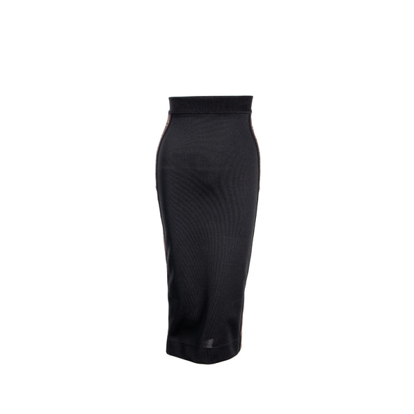 Fendi Size 36 FF Logo Classic Pencil Skirt Polyester Black