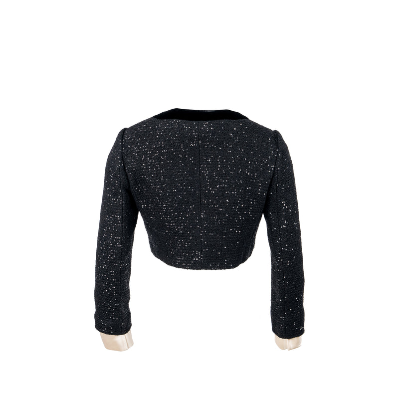 Miu miu size 36 tweed jacket sequin/ virgin wool black