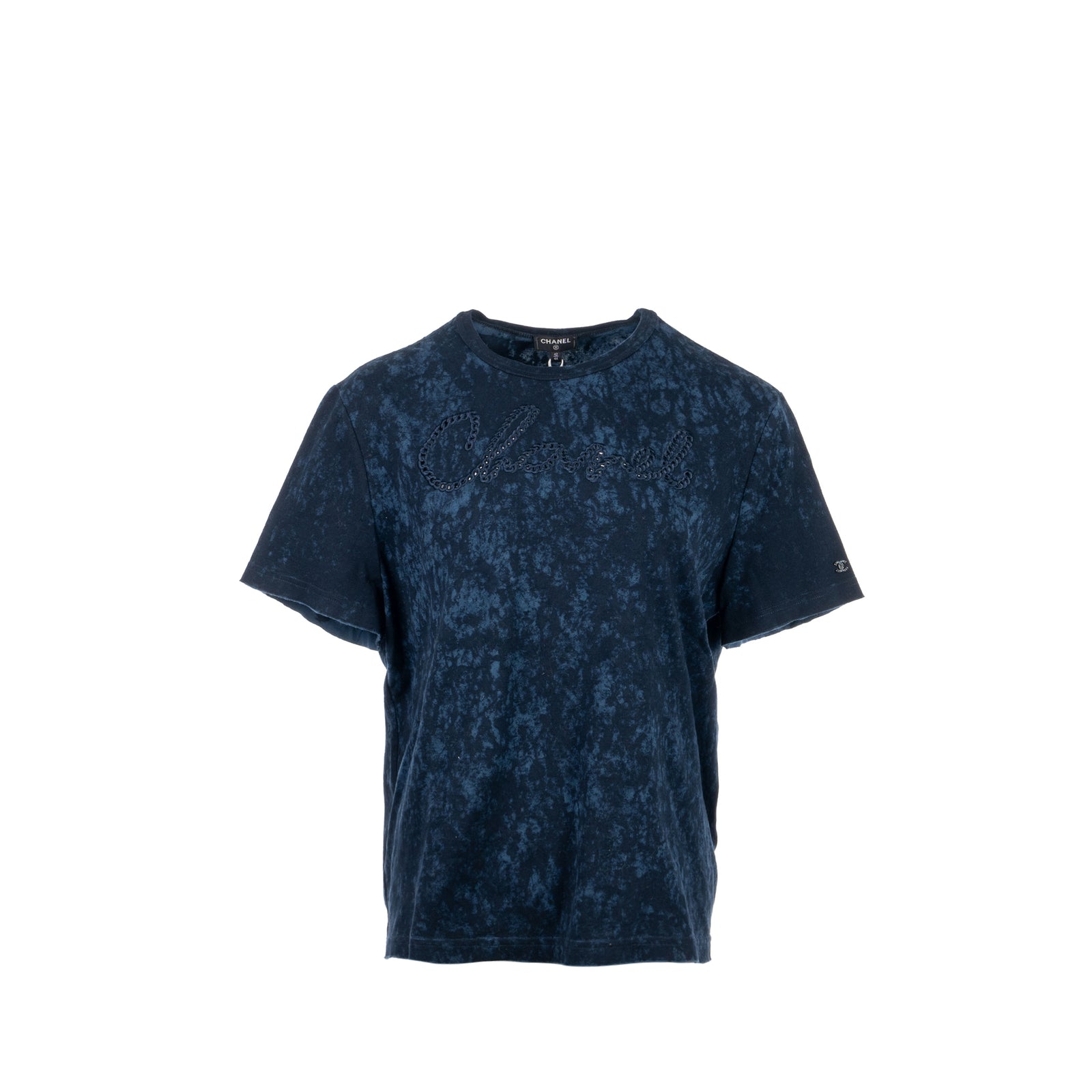 CHANEL ブラック Tシャツ Lサイズ Chanel Size 42/44 20S Signature Logo with Crystal CC Logo