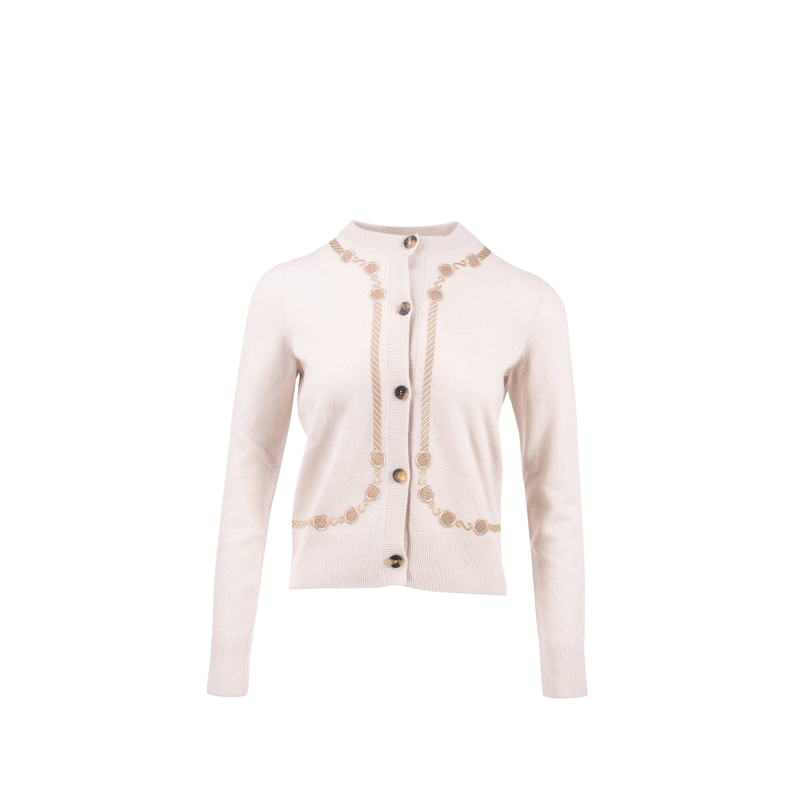 Hermes Size 34 Maille Tambours boutonne Cardigan Virgin Wool Blanc Pou