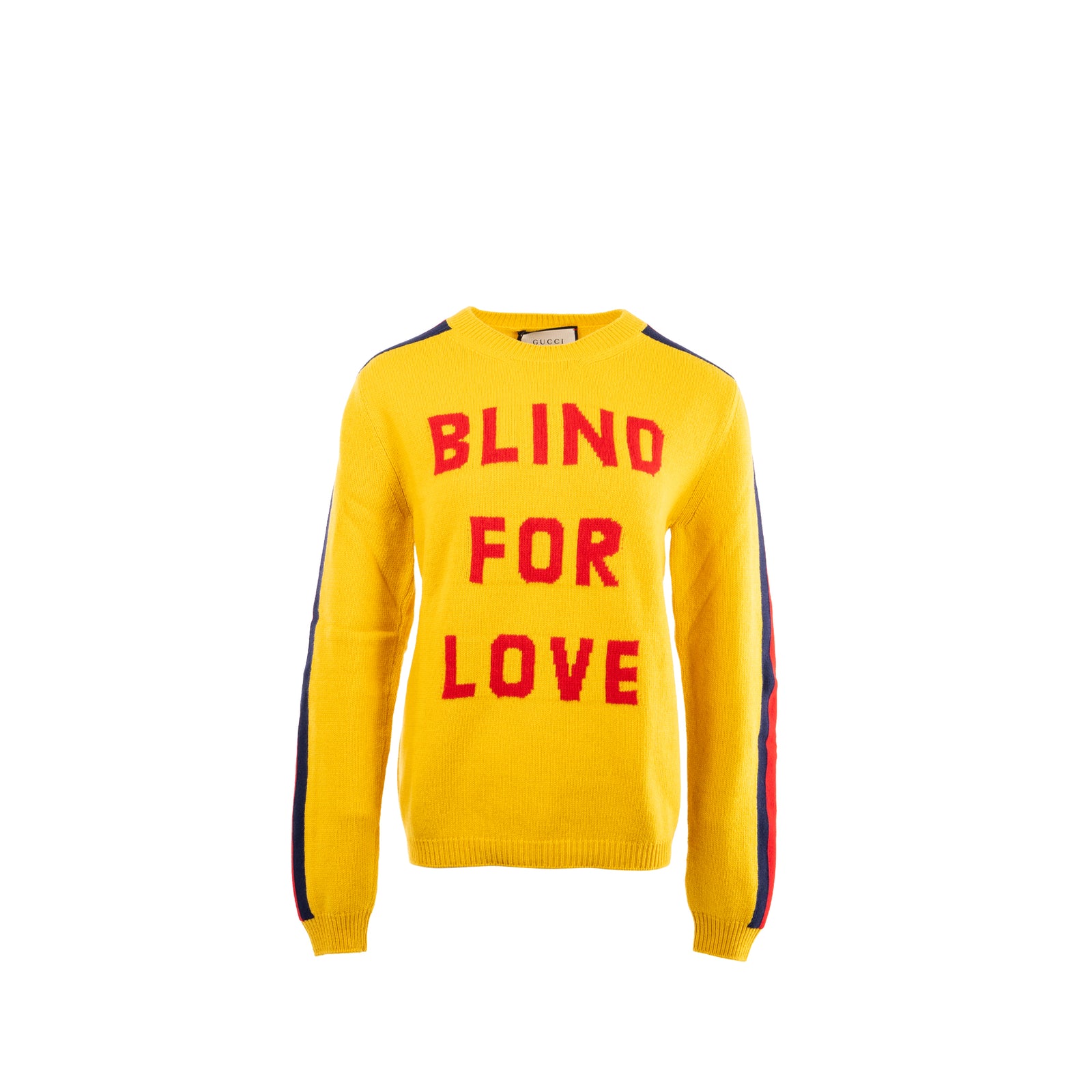 Gucci Size S Blind for Love and Wolf Sweater Wool Yellow/Multicolour