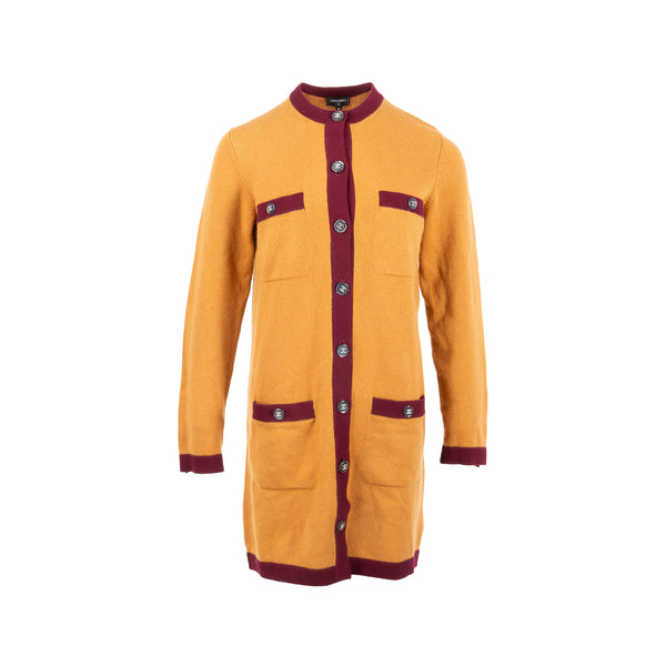 Chanel Size 36 21K Cardigan Cashmere Light Orange/Burgundy
