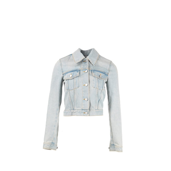 Gucci Size 36 Embroidered Tiger Cropped Denim blue Jacket