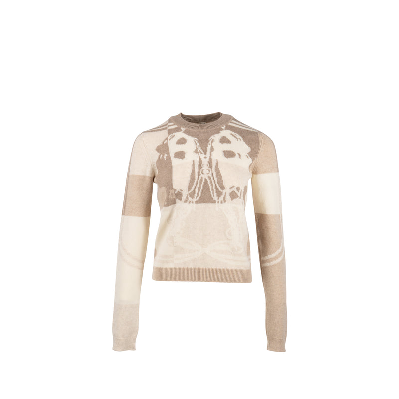 Hermes Size 38 Brides de Gala Long-Sleeve Sweater Cashmere Beige Lin
