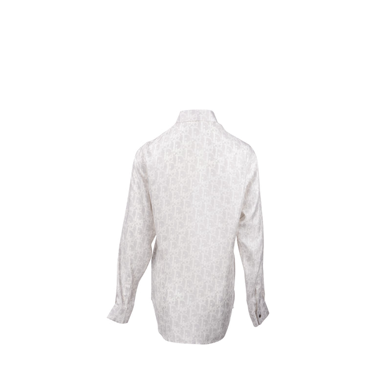 DIOR Homme Size 39 Dior Oblique Shirt Silk Light Grey/White