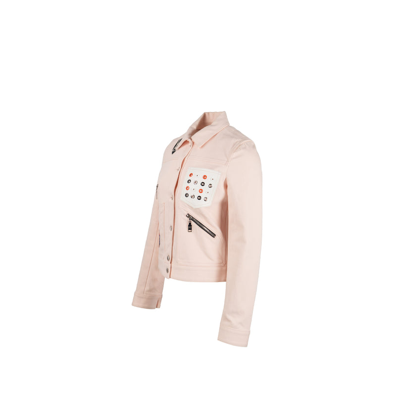 Louis Vuitton Size 36 Embellished Denim Jacket Cotton Light Pink