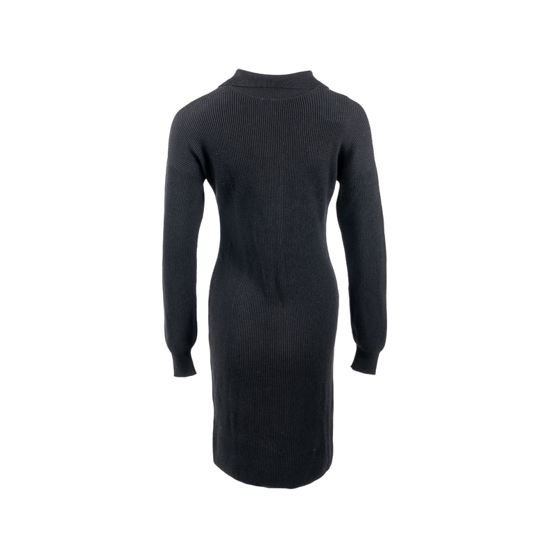 Hermes Size 34 Button Robe/Dress Cotton/Virgin Wool Black