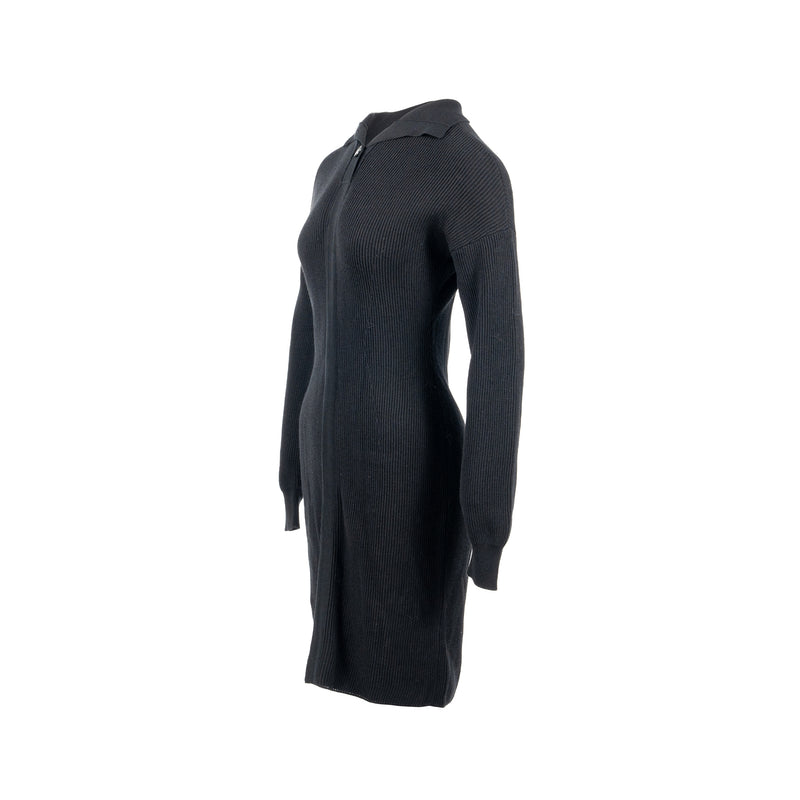 Hermes Size 34 Button Robe/Dress Cotton/Virgin Wool Black
