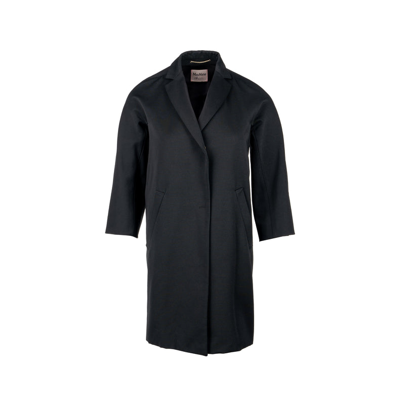 Max Mara Shine size 36 Half Sleeve Coat Polyester/Wool Black