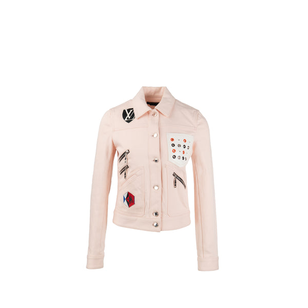 Louis Vuitton Size 36 Embellished Denim Jacket Cotton Light Pink