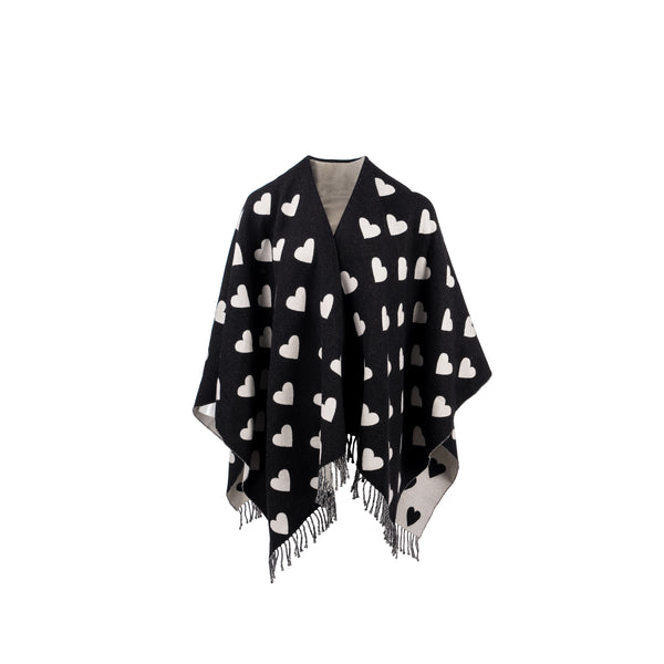 Burberry Love Heart Cape Wool Black/White