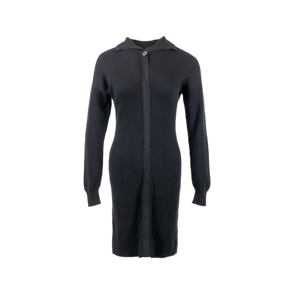 Hermes Size 34 Button Robe/Dress Cotton/Virgin Wool Black