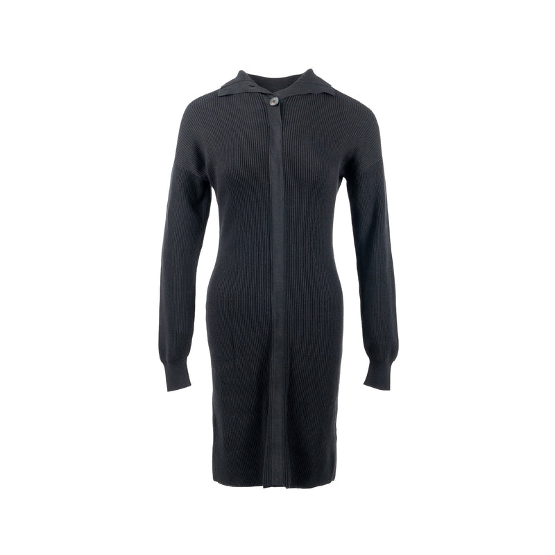 Hermes Size 34 Button Robe/Dress Cotton/Virgin Wool Black