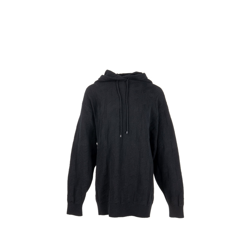 Hermes Size 34 'H' Long-Sleeve Hooded Sweater Wool Black