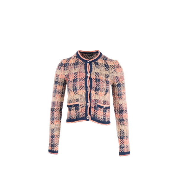 Chanel 22A size 34 coco neige cardigan shearling fur cashmere/wool pink/blue