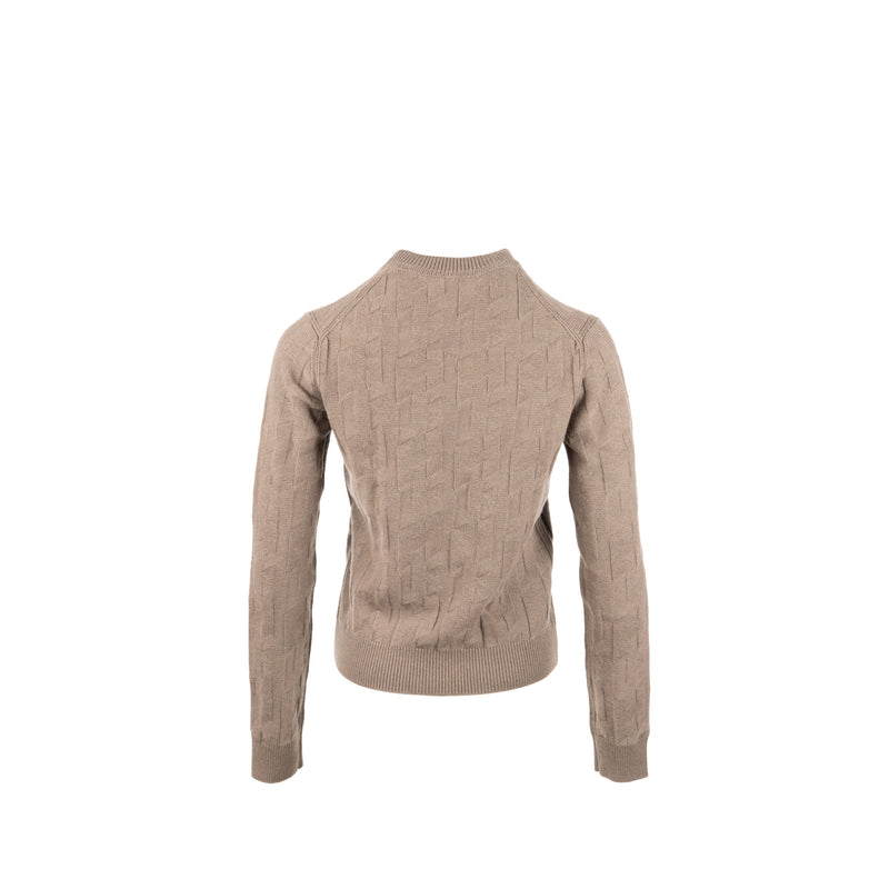 Hermes Size 38 H Long-sleeve Sweater Virgin Wool Gris Etoupe
