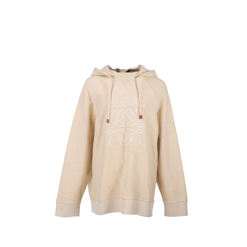 Loewe Size M Logo Embroidered hoodie light beige