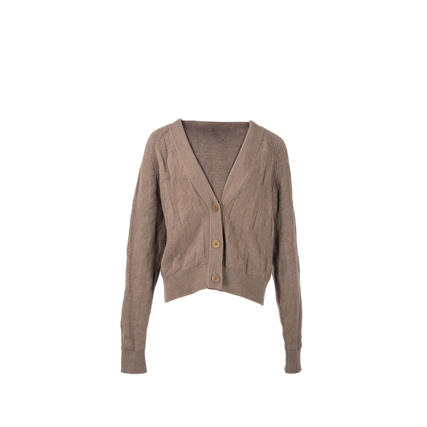 Hermes Size 36 H Pattern Cardigan Virgin Wool Grey