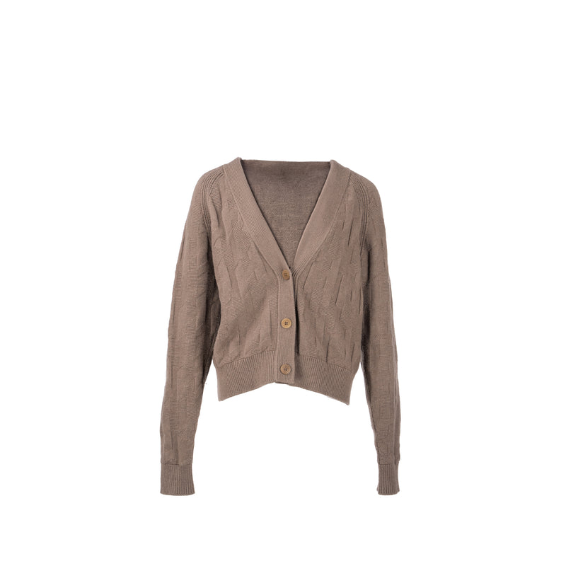 Hermes Size 36 H Pattern Cardigan Virgin Wool Grey
