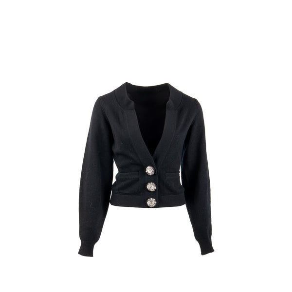 Chanel Size 34 Crystal Button Cardigan Cashmere Black