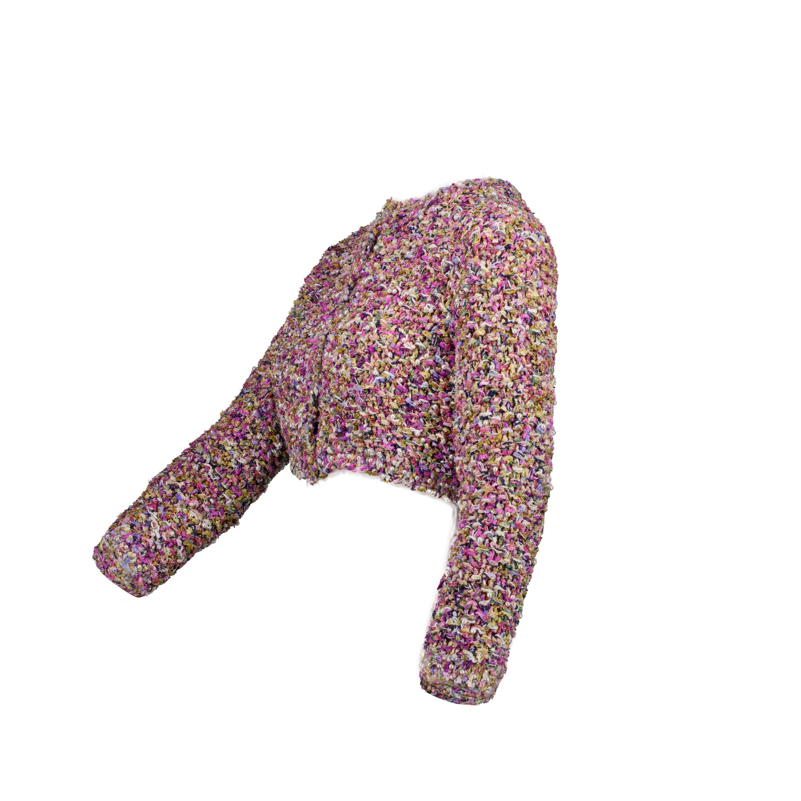 Chanel 21p Size 34 Cardigan Cotton/Silk/Pearl Purple/Multicolour