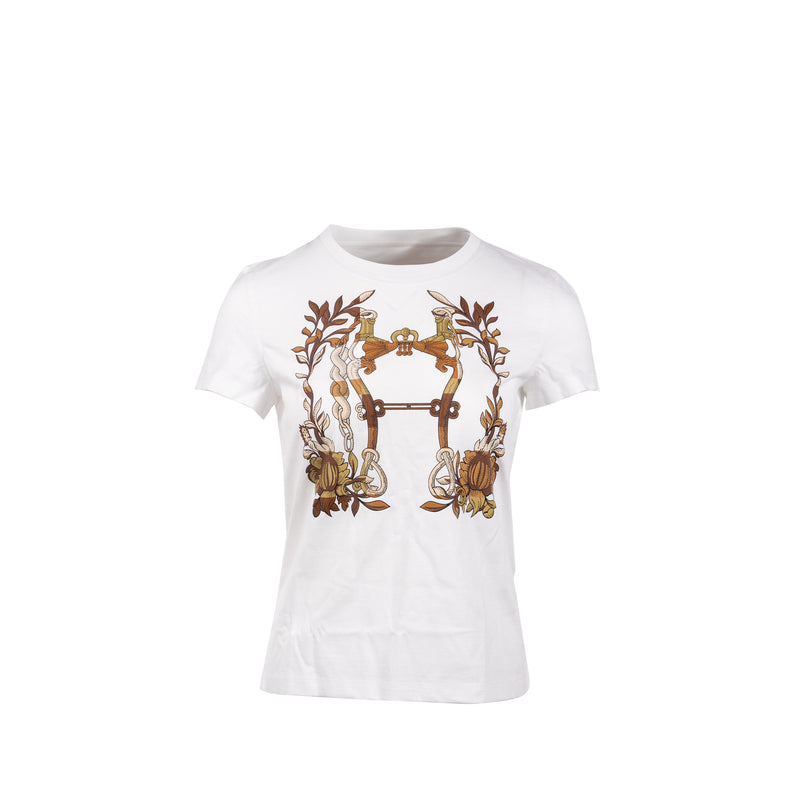 Hermes Size 34 Della Cavalleria T-shirt Cotton White