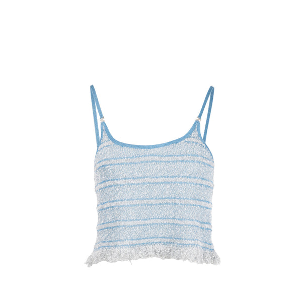 Chanel size 36 26C knit top Polyamide/Viscose blue / silver
