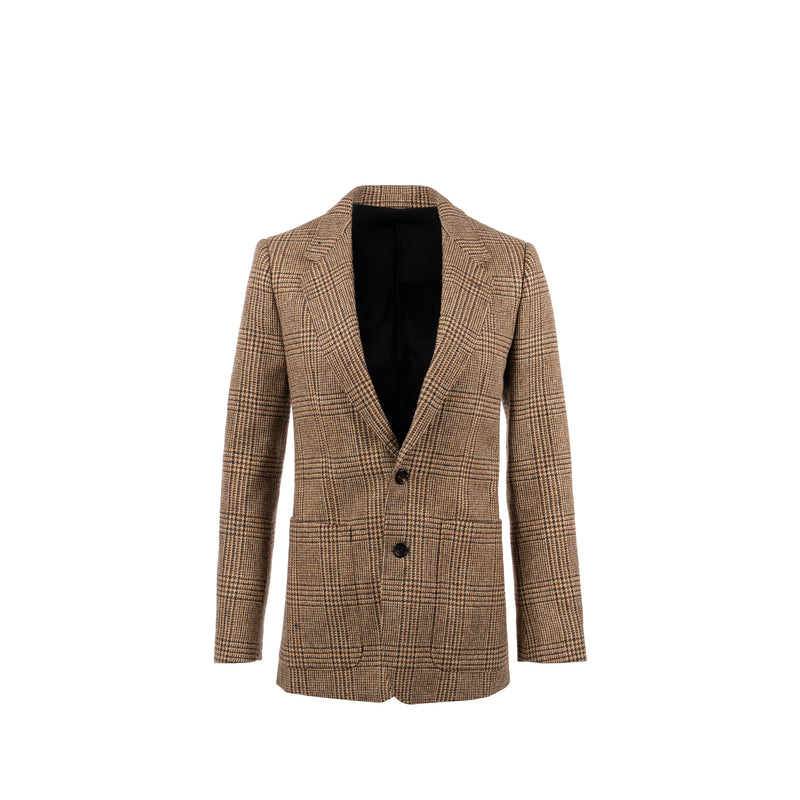 Celine Size 34 Houndstooth Blazer Wool Brown/ Green