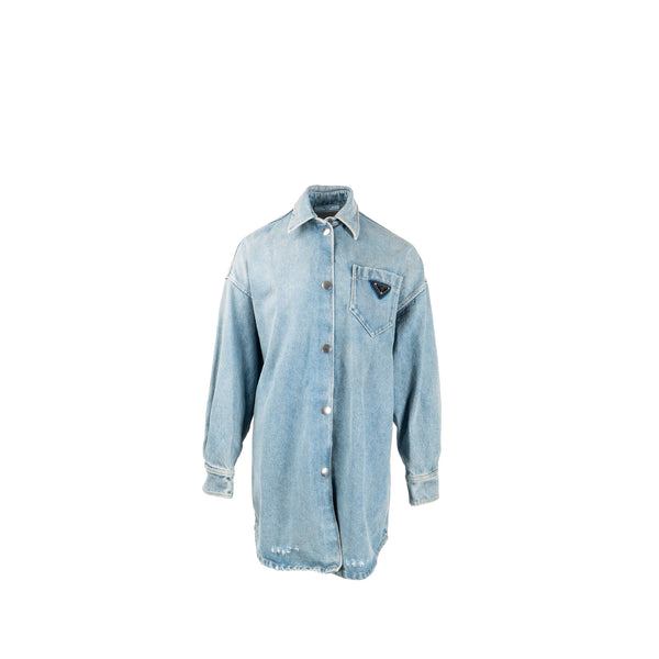 Prada size 36 oversized organic denim shirt Cotton Blue