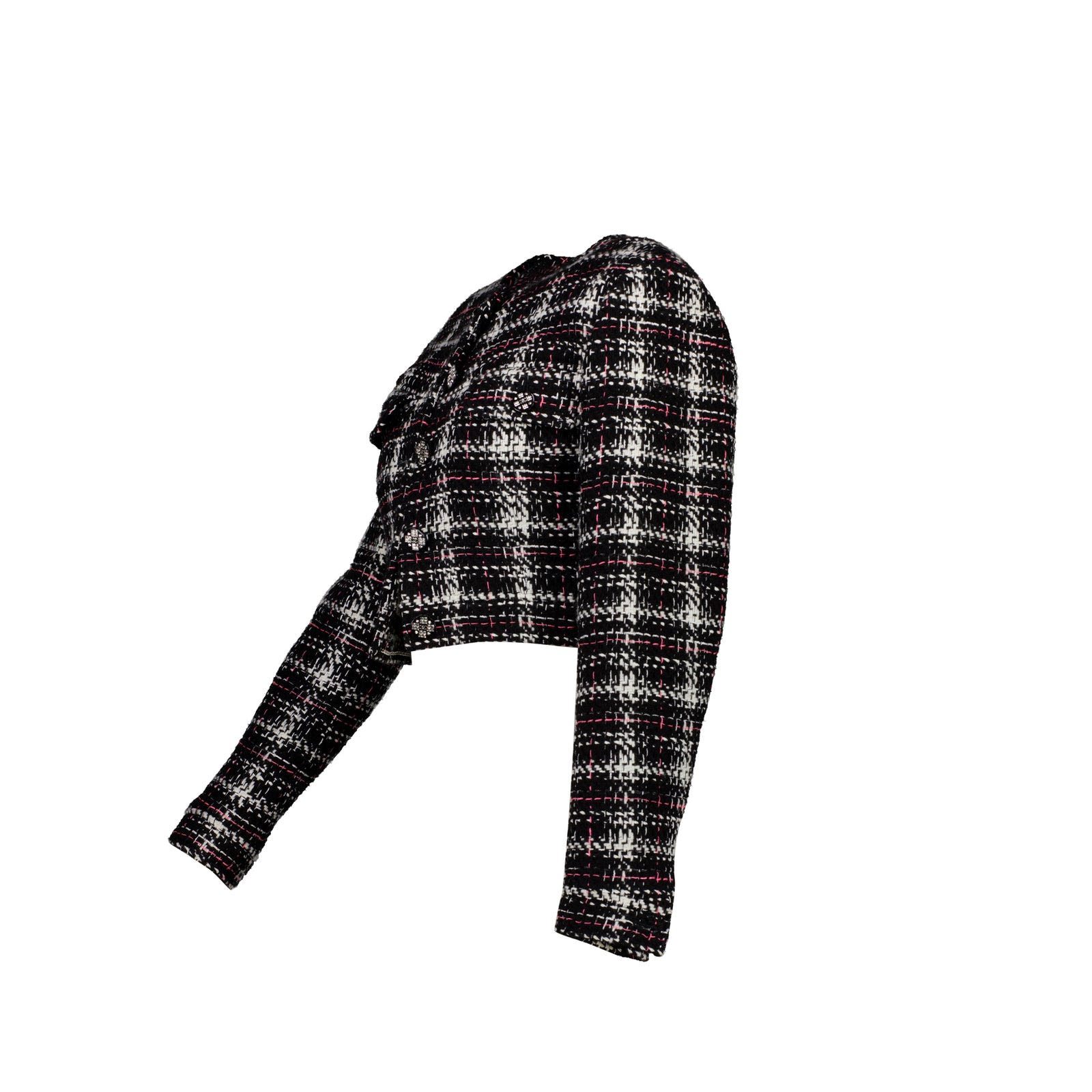 Chanel size 34 21K Tweed Jacket multicolour black / white/ pink