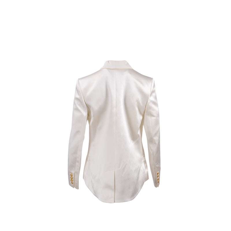 Balmain Size 40 Blazer With Gold Button Viscose White