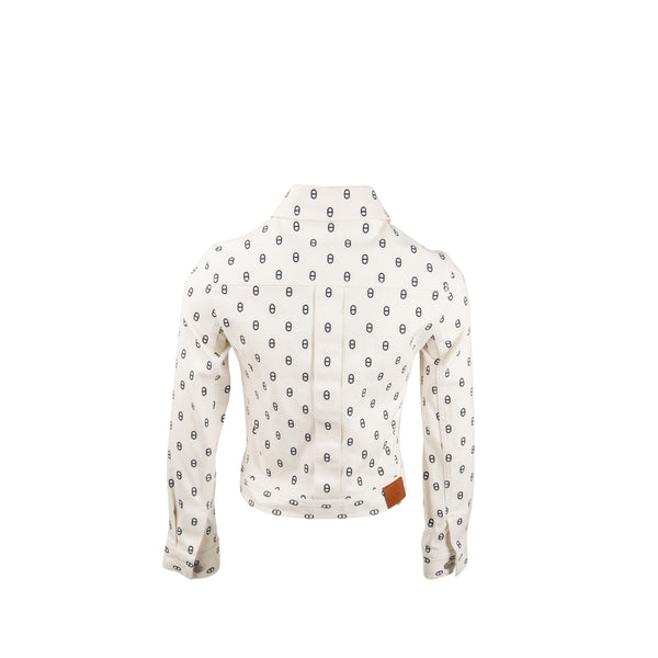 Hermes Size 34 Chaine D’Ancre Denim Jacket Cotton White/Black