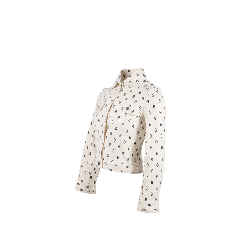 Hermes Size 34 Chaine D’Ancre Denim Jacket Cotton White/Black