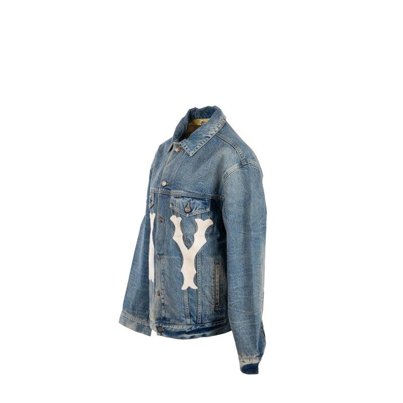 Gucci Size 46 Embroidered NY Logo Limited Edition Denim Jacket Cotton Blue