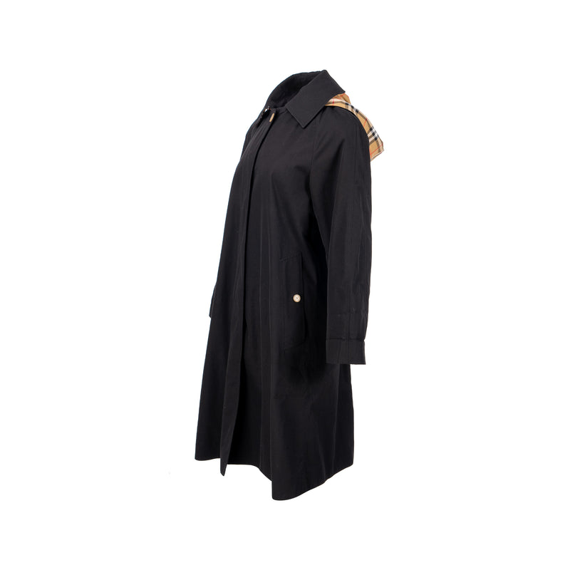 Burberry Size IT36 Heritage Trench Coat Cotton Black
