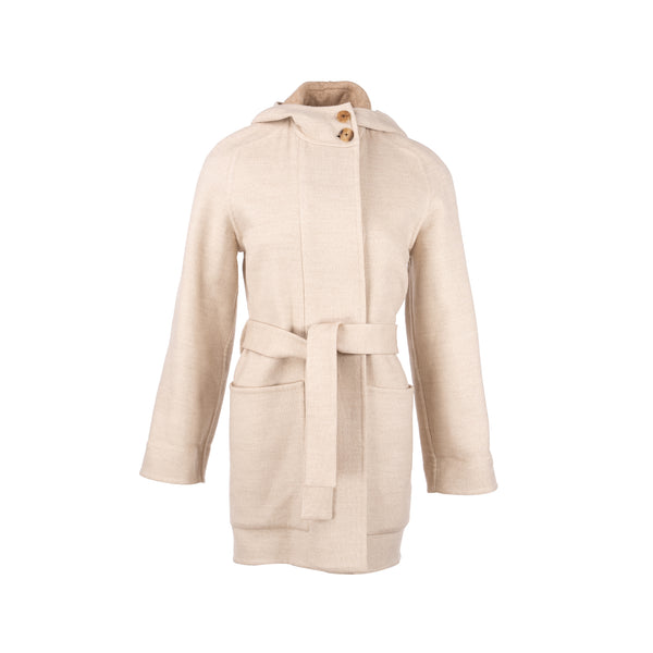 Hermes Size 36 Coat Cashmere Beige/Multicolour