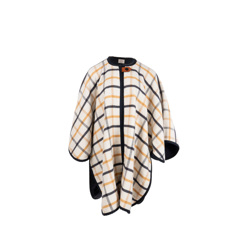 Hermes Reversible Camail Poncho Merino Wool/Cashmere Navy/Camail