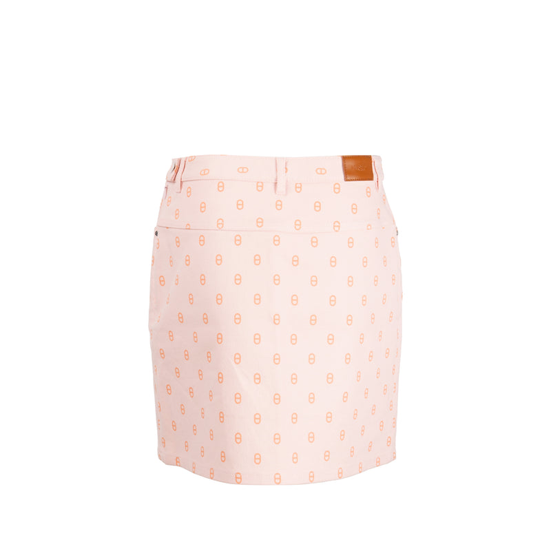Hermes Size 38 Chaine D’ancre Denim Miniskirt Pink/Orange
