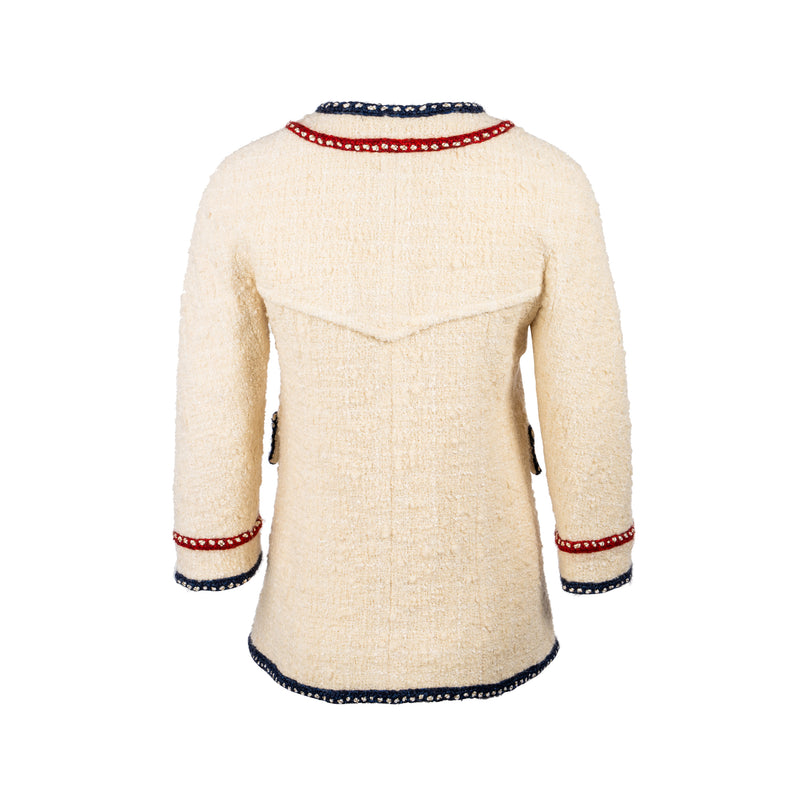Chanel Size 36 18B Wool/Tweed Jacket Ecru/white