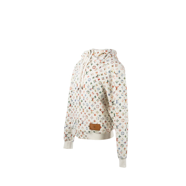 Louis Vuitton Size XS Monogram Hoodie Jacket Cotton White/Multicolour