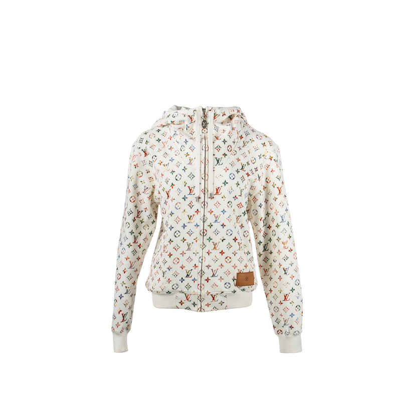 Louis Vuitton Size XS Monogram Hoodie Jacket Cotton White/Multicolour