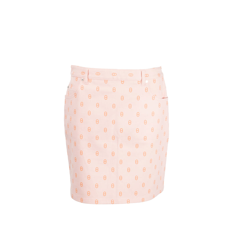 Hermes Size 38 Chaine D’ancre Denim Miniskirt Pink/Orange