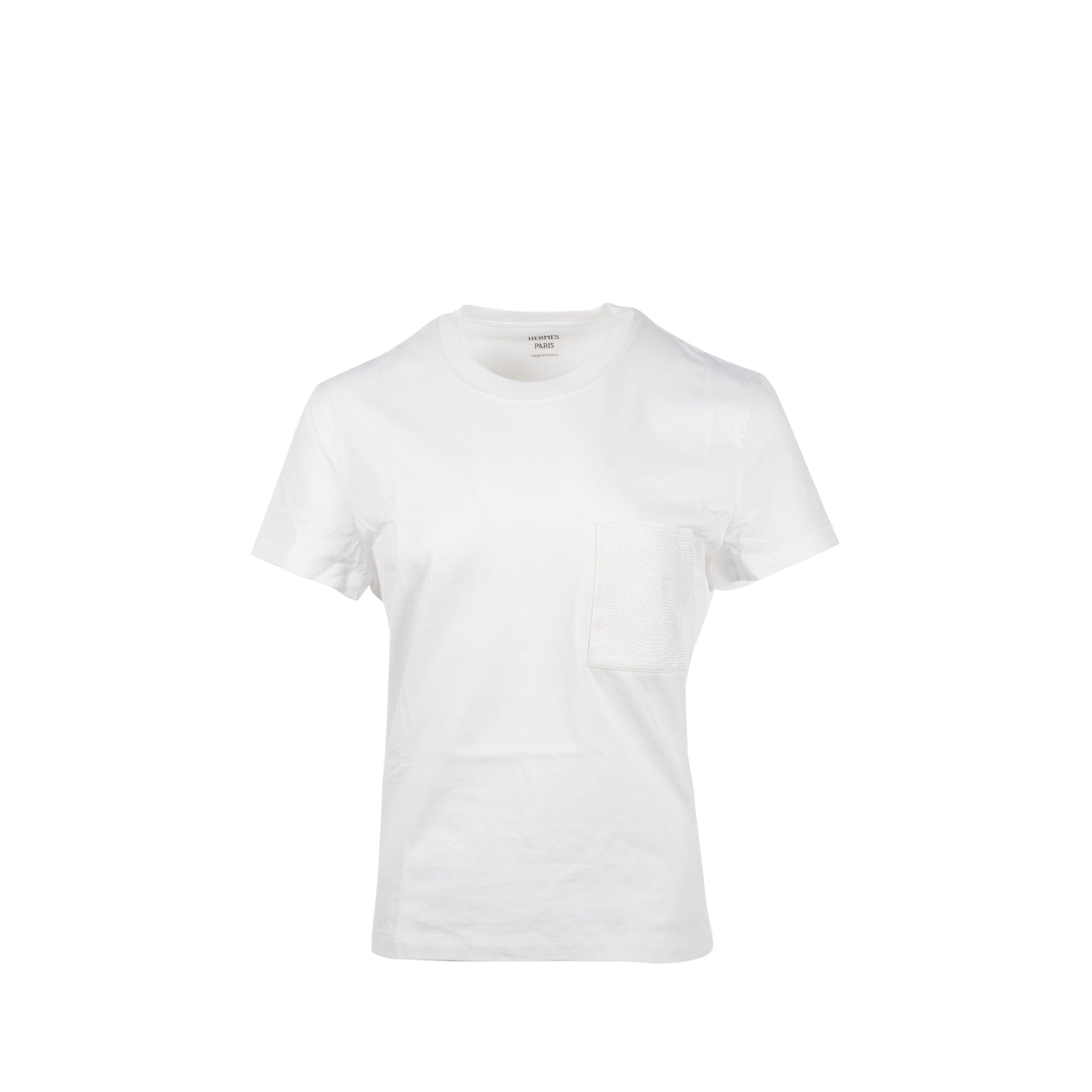 Hermes size 38 T-shirt droit poche brodée white