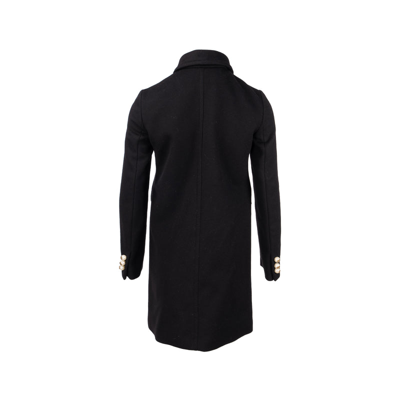 Gucci Size 38 GG Pearl Button Coat Wool Black