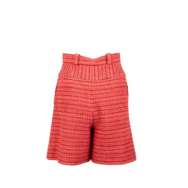 Chanel Size 34 20P Shorts Tweed Red/Ecru/Black