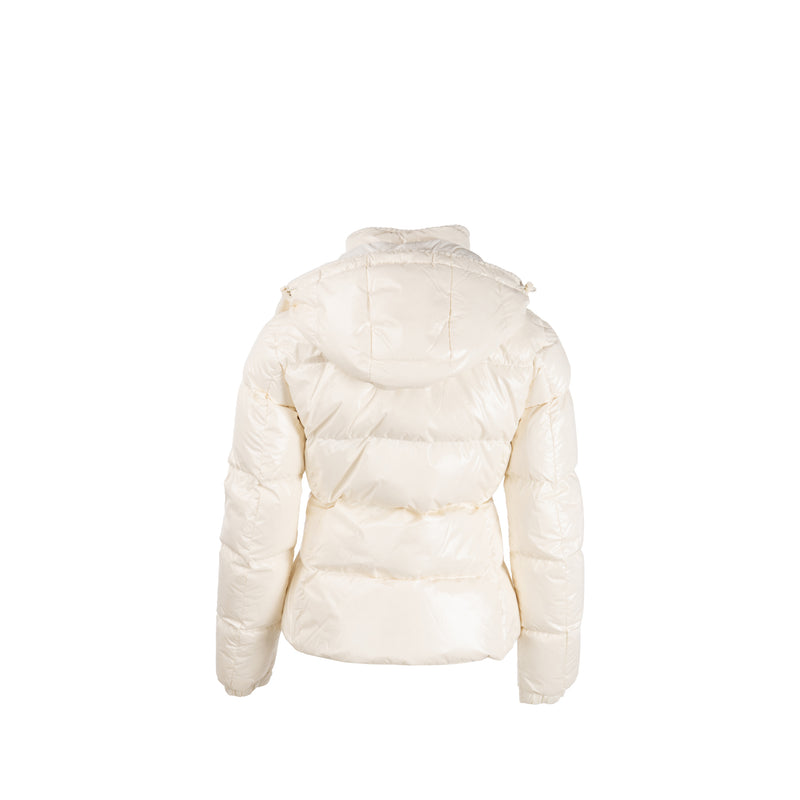 Moncler Size 0 Glareins Braided Trim Hooded Short Down Jacket Polyamide White