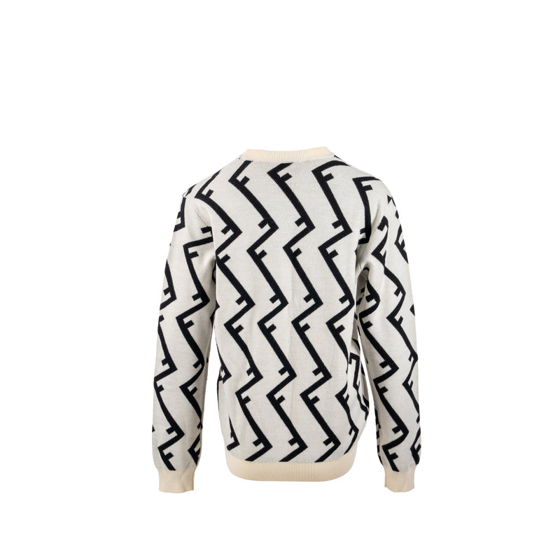 Fendi Size 48 Geometric FF Sweater Wool White/Black